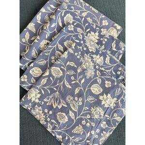 Williams Sonoma Blue White Floral Fabric Napkins 20 X 20 Square Set 4 PCS Cotton